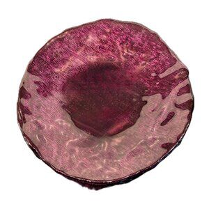4 Italian Textured Glass 10.5" Dinner Plates Beautiful Amethyst Art Glass NWT
